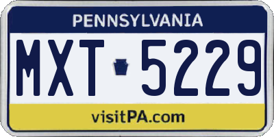 PA license plate MXT5229