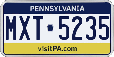 PA license plate MXT5235