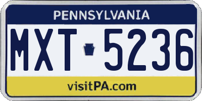 PA license plate MXT5236