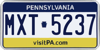 PA license plate MXT5237