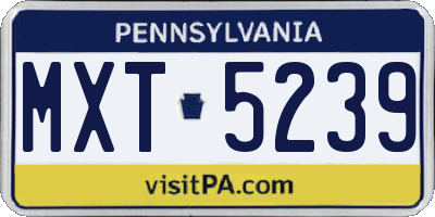 PA license plate MXT5239