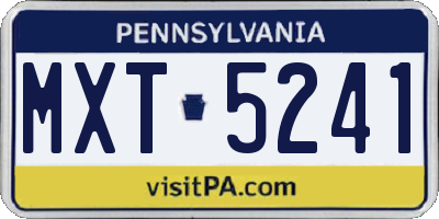 PA license plate MXT5241