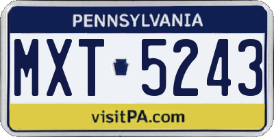 PA license plate MXT5243