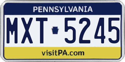 PA license plate MXT5245