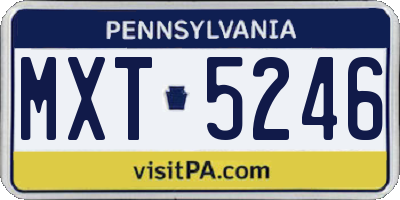 PA license plate MXT5246