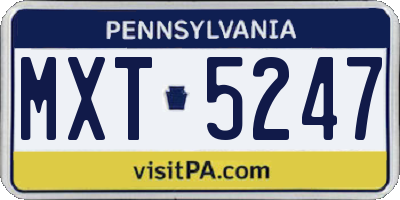 PA license plate MXT5247