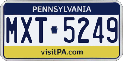 PA license plate MXT5249