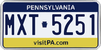 PA license plate MXT5251