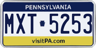 PA license plate MXT5253