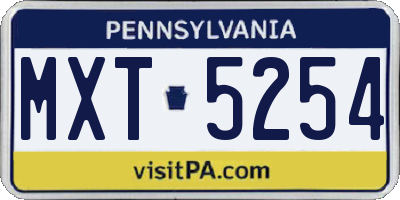 PA license plate MXT5254