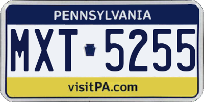 PA license plate MXT5255