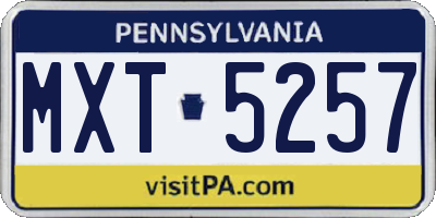 PA license plate MXT5257