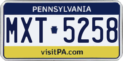PA license plate MXT5258