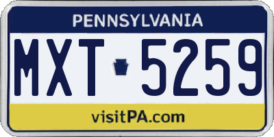 PA license plate MXT5259