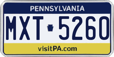 PA license plate MXT5260