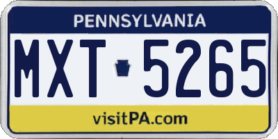 PA license plate MXT5265