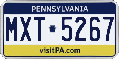PA license plate MXT5267