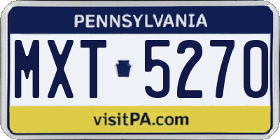 PA license plate MXT5270