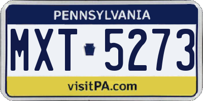 PA license plate MXT5273