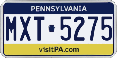 PA license plate MXT5275