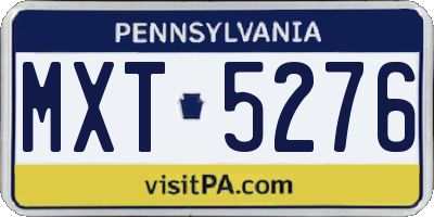 PA license plate MXT5276