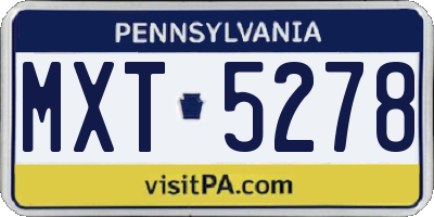 PA license plate MXT5278