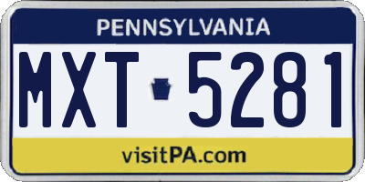 PA license plate MXT5281