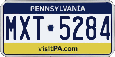 PA license plate MXT5284