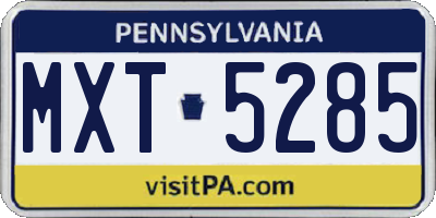 PA license plate MXT5285