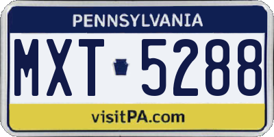 PA license plate MXT5288