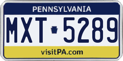 PA license plate MXT5289