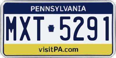 PA license plate MXT5291