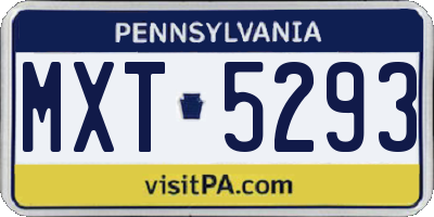 PA license plate MXT5293