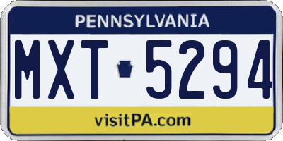 PA license plate MXT5294