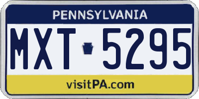 PA license plate MXT5295