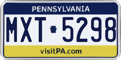 PA license plate MXT5298