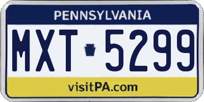 PA license plate MXT5299
