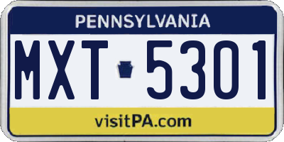 PA license plate MXT5301