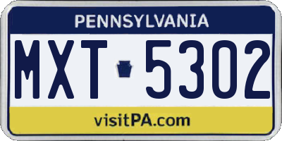 PA license plate MXT5302