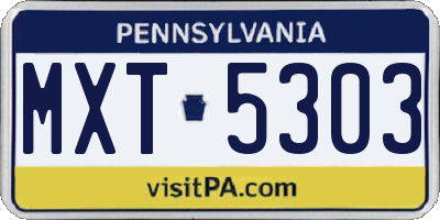 PA license plate MXT5303