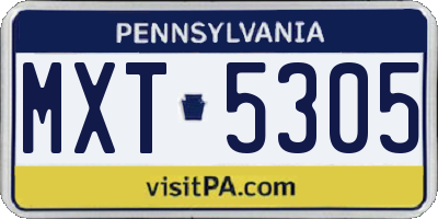 PA license plate MXT5305