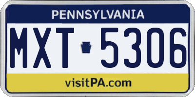 PA license plate MXT5306