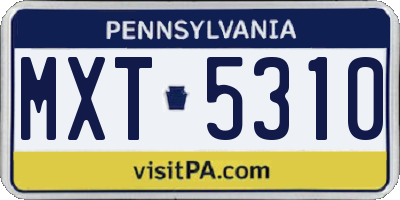 PA license plate MXT5310