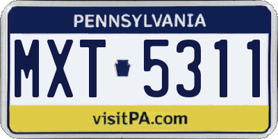 PA license plate MXT5311