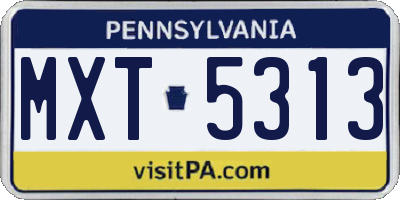 PA license plate MXT5313
