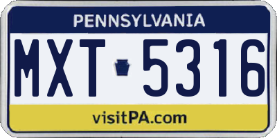 PA license plate MXT5316
