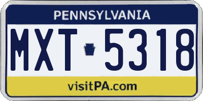 PA license plate MXT5318
