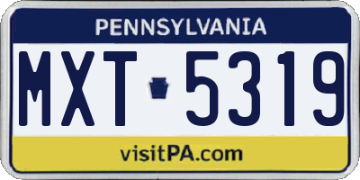 PA license plate MXT5319