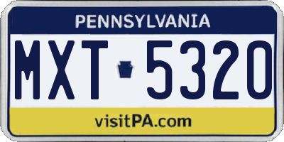 PA license plate MXT5320