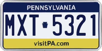 PA license plate MXT5321